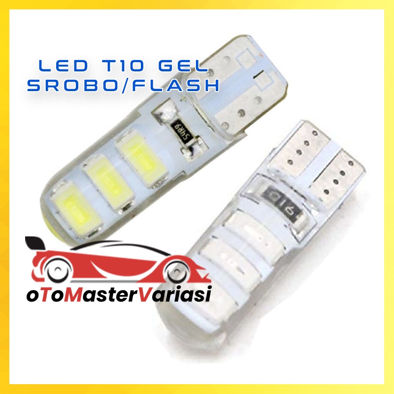 Lampu Led T10 Crystal JELLY GEL Model STROBO KEDIP LED 6 MATA SMD Lampu Senja Motor Mobil