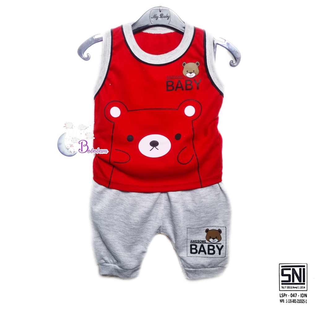 BAJU BAYI LAKI LAKI SETELAN ANAK COWO LUCU STELAN COWOK 6 12 BULAN KEREN TRENDY KEKINIAN SINGLET BEAR