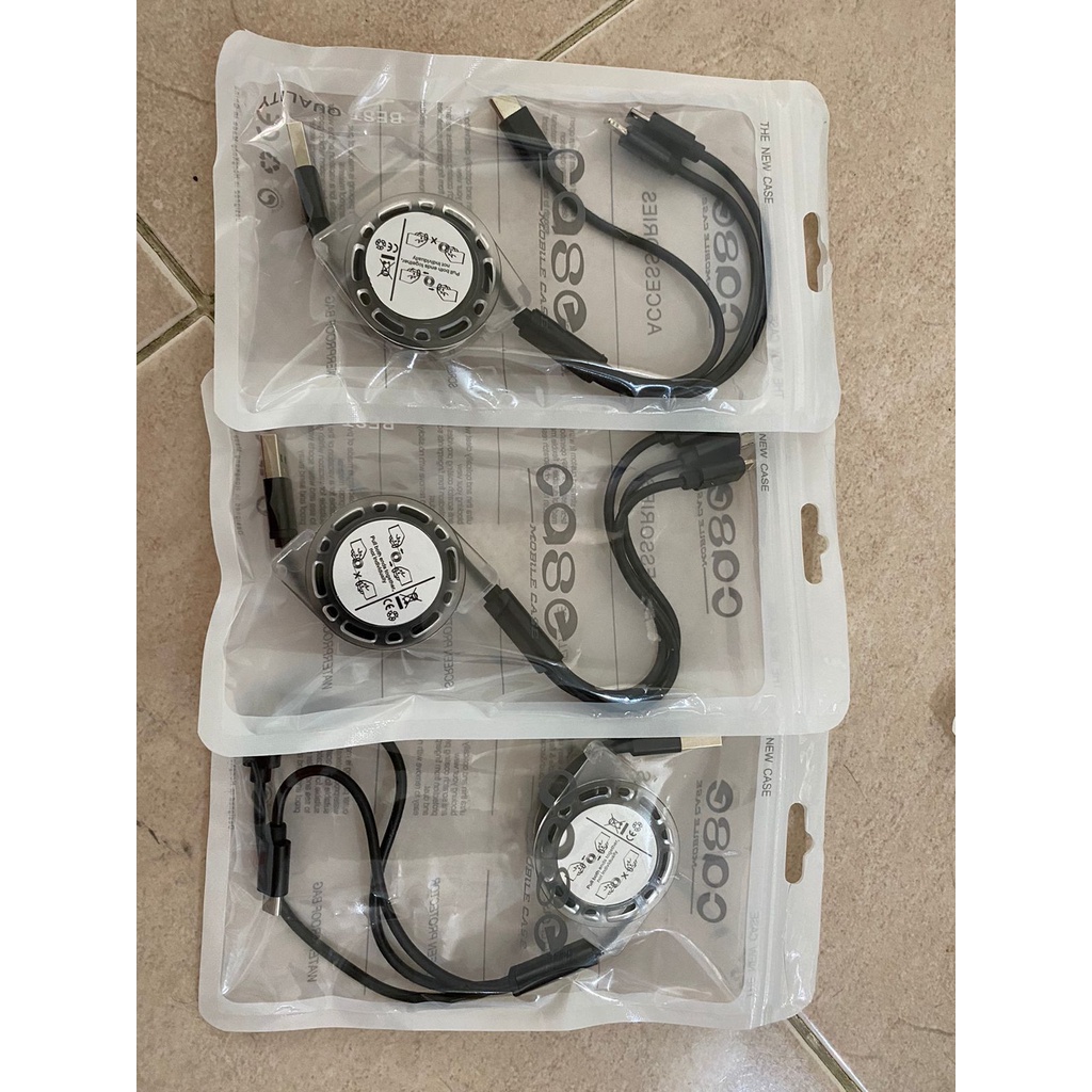 kabel tarik 3in1 2.4A kabel roll 3in1 kabel cas 3in1 kabel charger