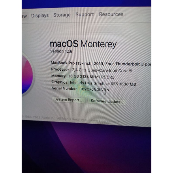 MACBOOK PRO 2019 TOUCHBAR CORE i5 RAM 16GB SSD 256GB 13 INCHI MULUS GARANSI