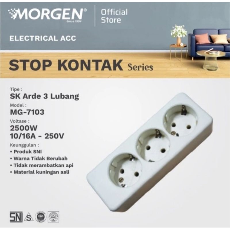 MORGEN STOP KONTAK 3 LUBANG ARDE MG - 7103