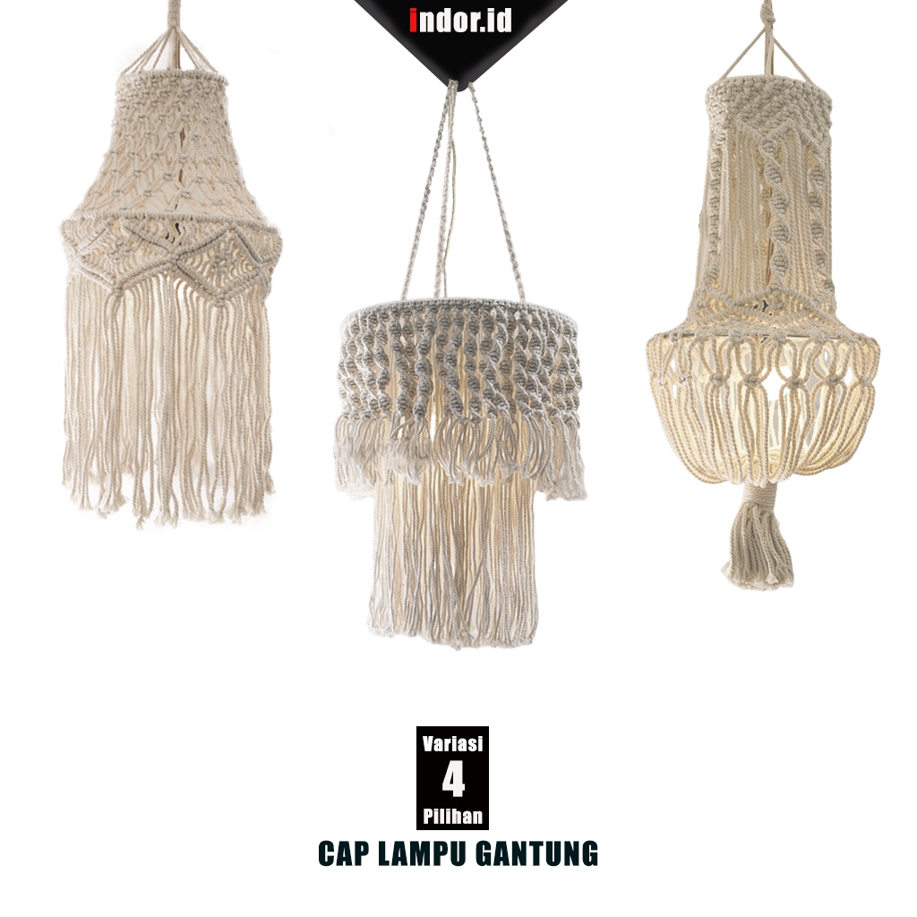 Kap Lampu Hias Gantung Plafon - Cap Gantung Lamp Macrame Aesthetic - Hiasan Kap Lampu Gantung Teras