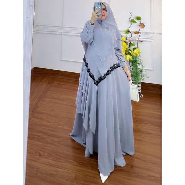 GAMIS STORE | Mariam Syarii Ceruty Babydoll Premium Fit To XL Besar l Gamis Pesta Syar'i Wanita Muslim