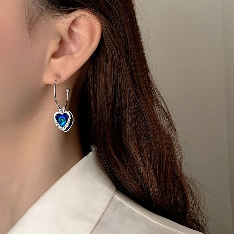 Anting Biru Perempuan Ins Korea Anting All-match Temperamen Trendi Baru S925 Anting Earrings