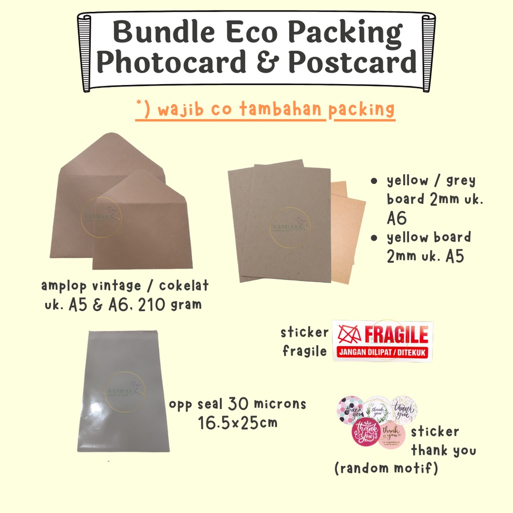 [ECO] Bundling | Bundle | Paket Eco Packing Photocard & Postcard Yellowboard | Greyboard | Yellow Bo