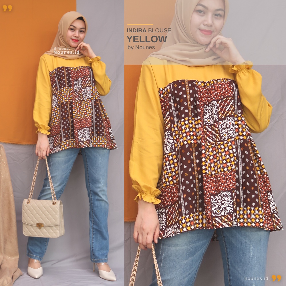 Nounes Indira Blouse Casual Matt Katun Rayon Viscose All Size LD 100