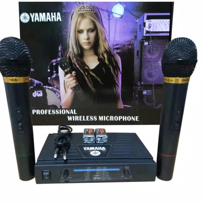 ♘ Microphone YAMAHA YM-66 Mikrofon Wireless Double Mik / mic tanpa kabel PRODUK TREND 861 ..,..