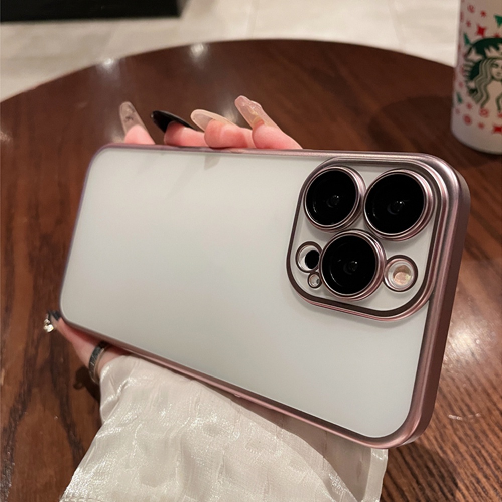 Matte Texture Clear Phone Case Untuk iPhone 14 Pro Max12 13 Pro Max Casing PC Keras Dengan Pelindung Kamera Untuk14Plus Casing Shockproof Tembus