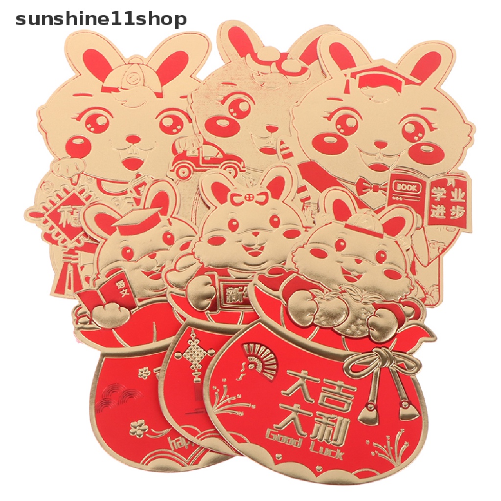 Sho 6Pcs 2023tahun Kelinci Festival Paket Merah Amplop Merah Tahun Baru N