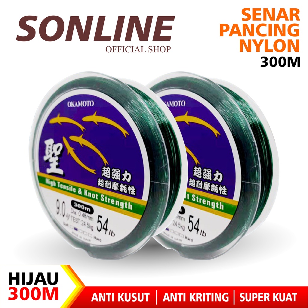 SONLINE Tali Pancing Okamoto Senar Pancing Jepang 300m Kekuatan tarik &amp; tensil
