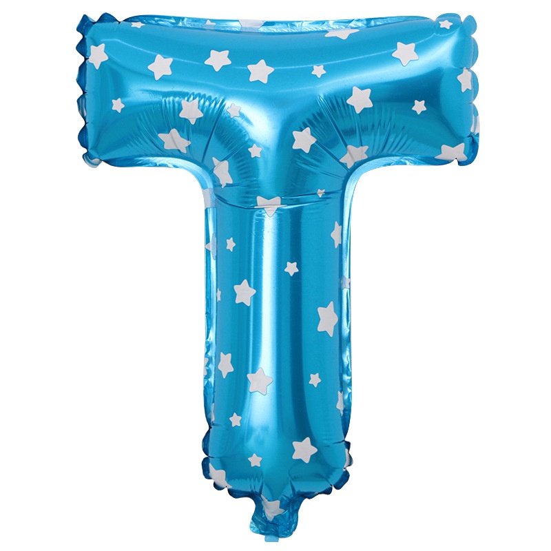 T&amp;Y Balon Foil Huruf Motif Bintang ±40cm Ballon Foil Abjad Alphabet Biru Star Balon Huruf Satuan ± 40 Cm Murah