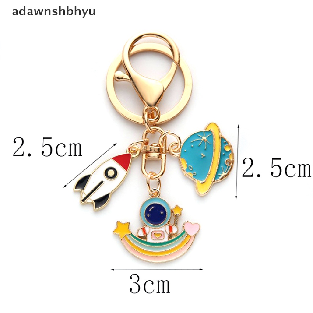 Adawnshbhyu Gantungan Kunci Astronot Space Travel Collection Keychain Planet Star Galaxy Keyring ID