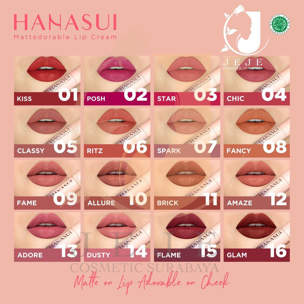 HANASUI Mattedorable Lip Cream Lip Boba Tintdorable Lip Stain Lip Tint Hanasui Lipstik Hanasui Kosmetik Bibir