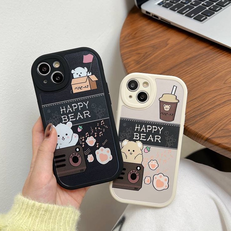 Couple Soft Case OPPO A9 A5 A31 A53 A33 2020 A7 A5S A12 A11K F9 Pro A74 A95 F11 A15 A15S A35 A52 A92 A54 A36 A76 A96 A94 A55 A16K A16E A54 A83 A57 A1K A3S Happy Bear Cute