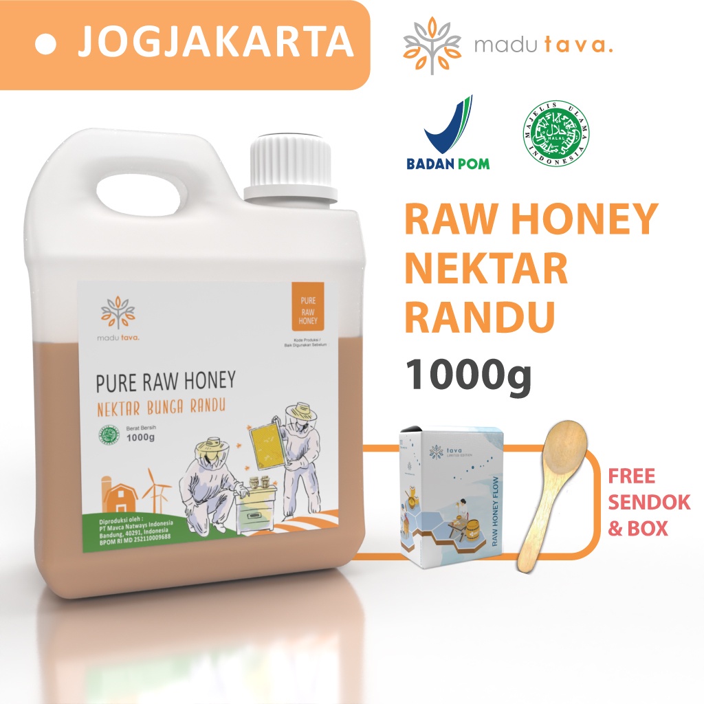 

Madu Murni Asli Tava Nektar Randu 1kg Grade A 100% Alami Pure Natural Raw Honey