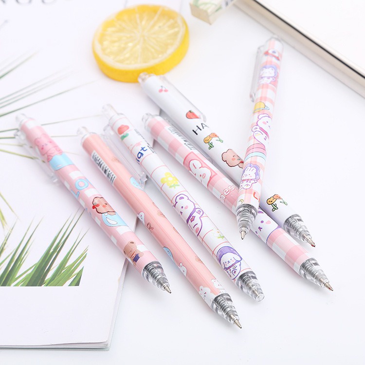 6 pcs Pena Pen Pulpen Cetek Cetekan Gel Bear Beruang Kemasan Kotak Mika Transparan GMALL-ST0106