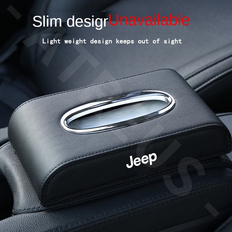 Jeep Kotak Tisu Mobil Kulit Premium Tempat Penyimpanan Tisu Mobil Auto Case For Renegade Compass 2022 Willys Wrangler jk Cherokee xj Aksesoris Mobil