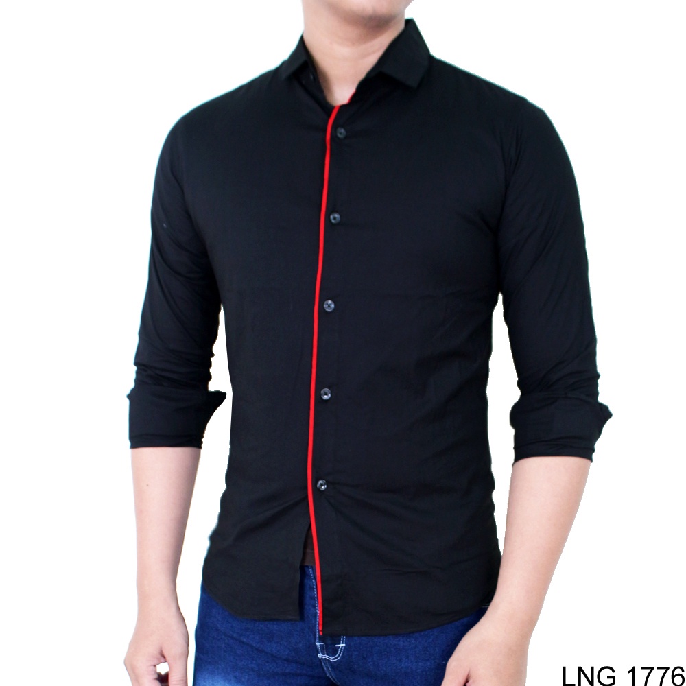 Men Long Sleeve Shirts Katun Merah – LNG 1439