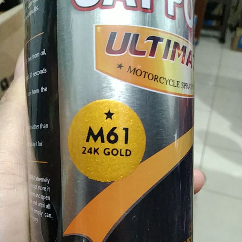 cat spray pilok pilox cat semprot sapporo ultimate saporo m61 24K gold  emas gold kuning emas 400ml