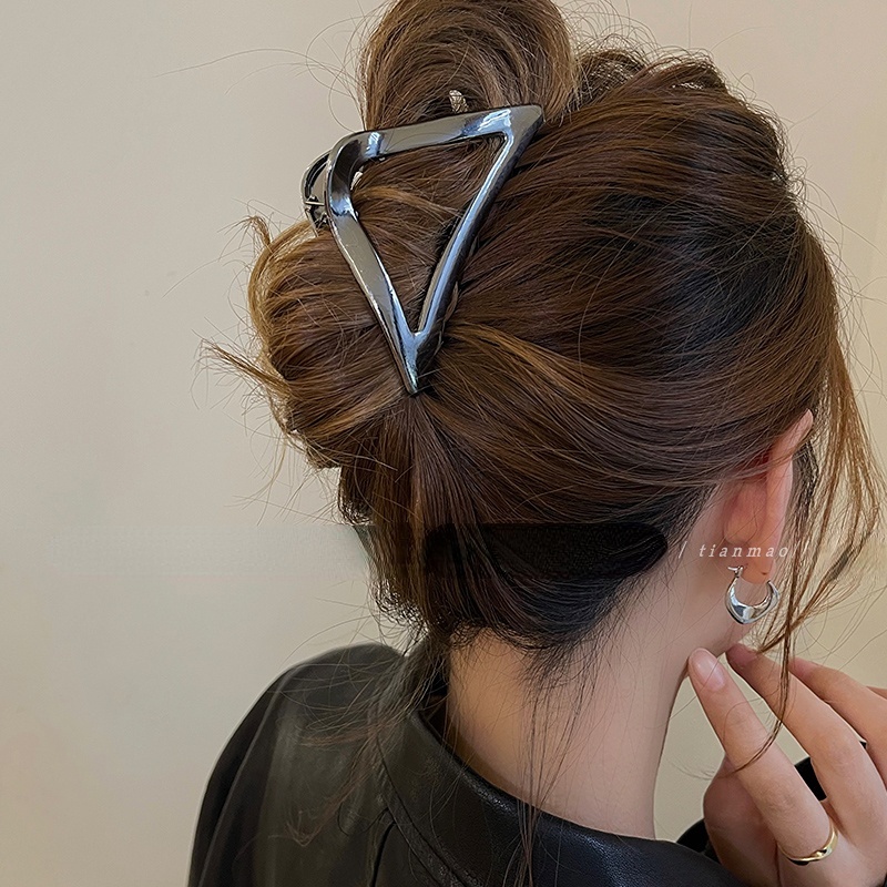 Simple Ins Metal Triangle Hairpin Klip Besar Klip Aksesori Rambut Klip Besar Untuk Wanita Perempuan