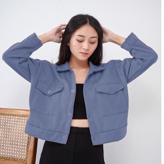 Locy Jaket Wanita Semi Crop Button Fleece ▪ LRD.18De22ј