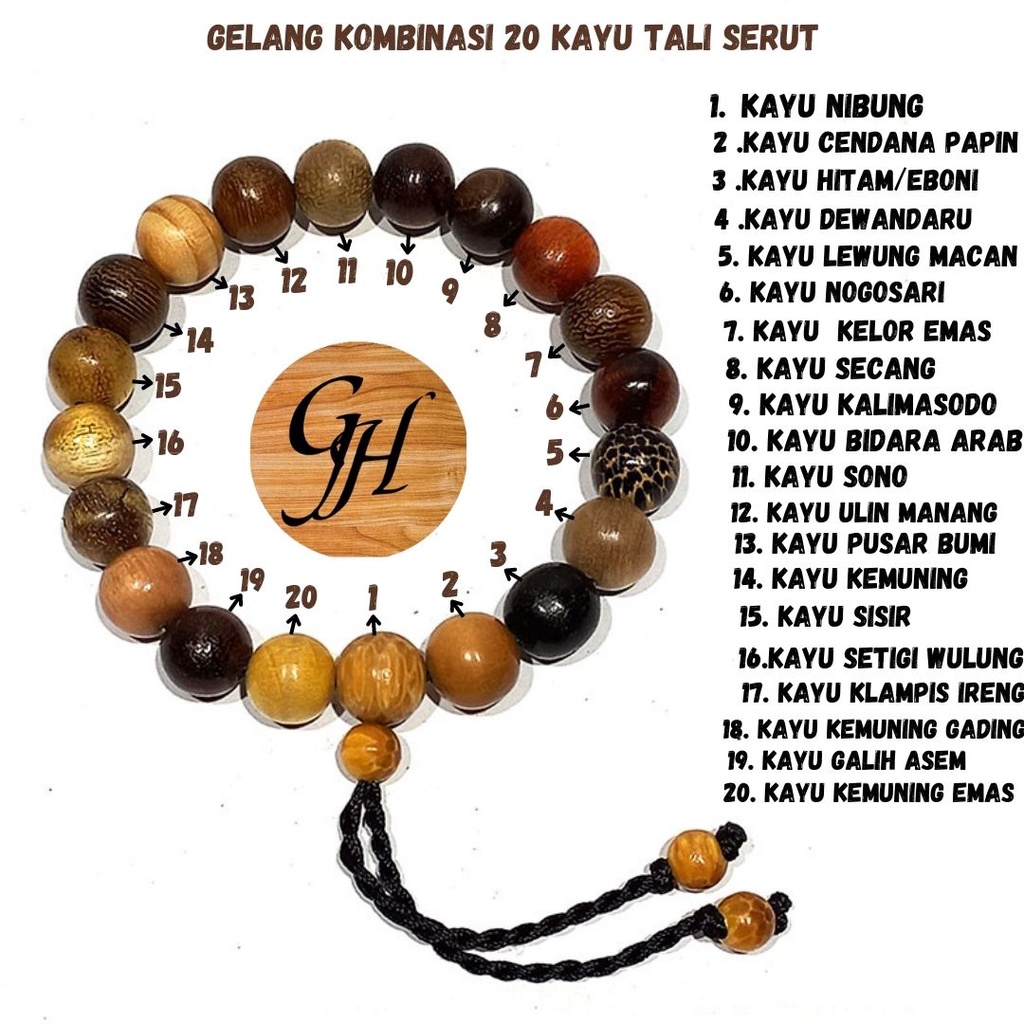 Jual Gelang Tali Serut Kayu Kombinasi Jenis Kayu Bertuah Dan Langka Model Bulat Kelereng