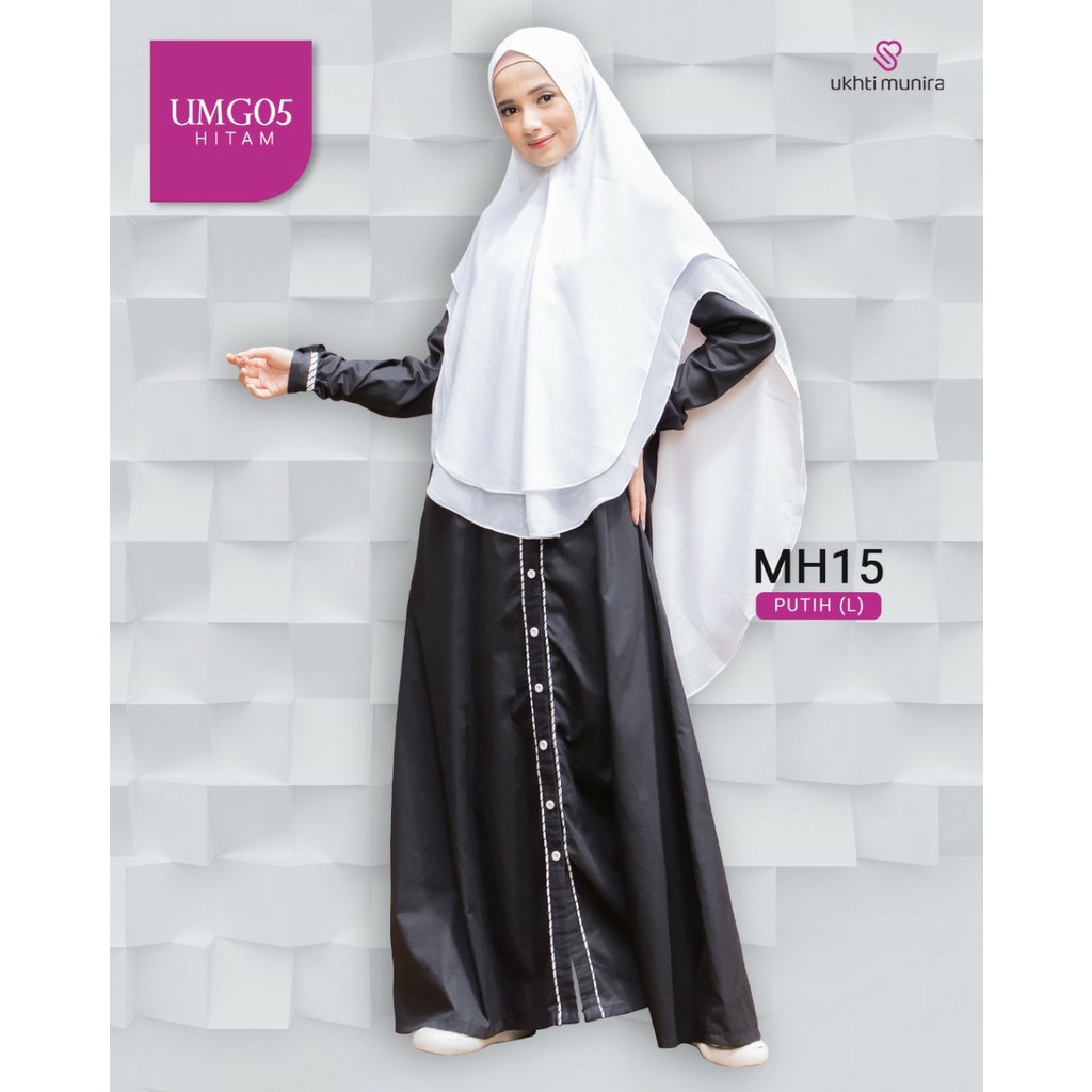 Gamis Ukhti Terbaru 2022 Katun Twill UMG 05 Hitam Polos Nyaman Adem Casual Kekinian Pengajian Baju S