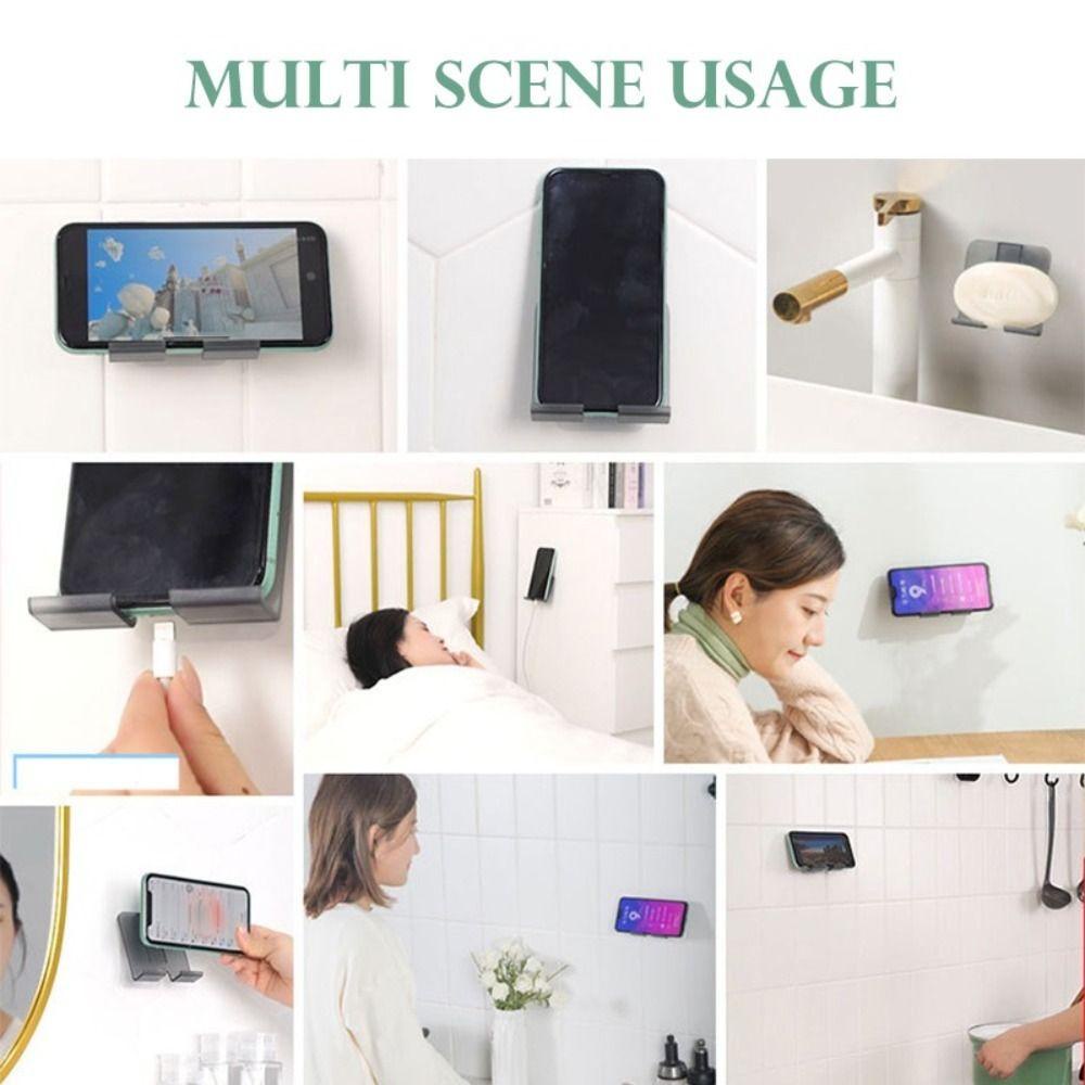 Solighter 2pcs Holder Handphone Tempel Multi Fungsi Dekorasi Toilet Kamar Mandi