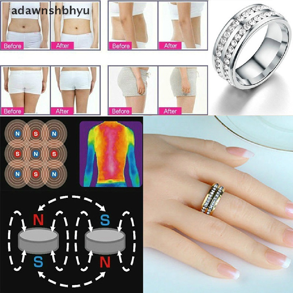 Adawnshbhyu Penurunan Berat Badan Kristal Berlian Imitasi Cincin Pelangsing Kesehatan Cincin Perhiasan Magnetik ID