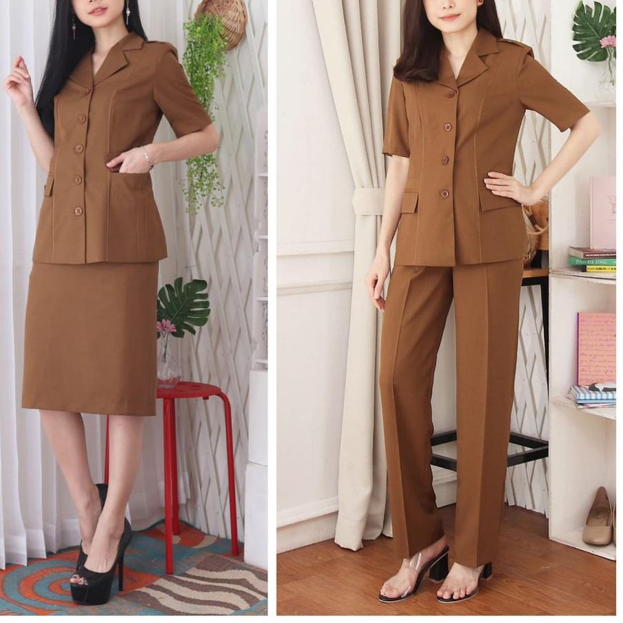 FREE ONGKIRBLAZER WANITA B&V / Seragam PNS / Baju PDH PNS Wanita / Baju Dinas Pemda Wanita / Baju Kh