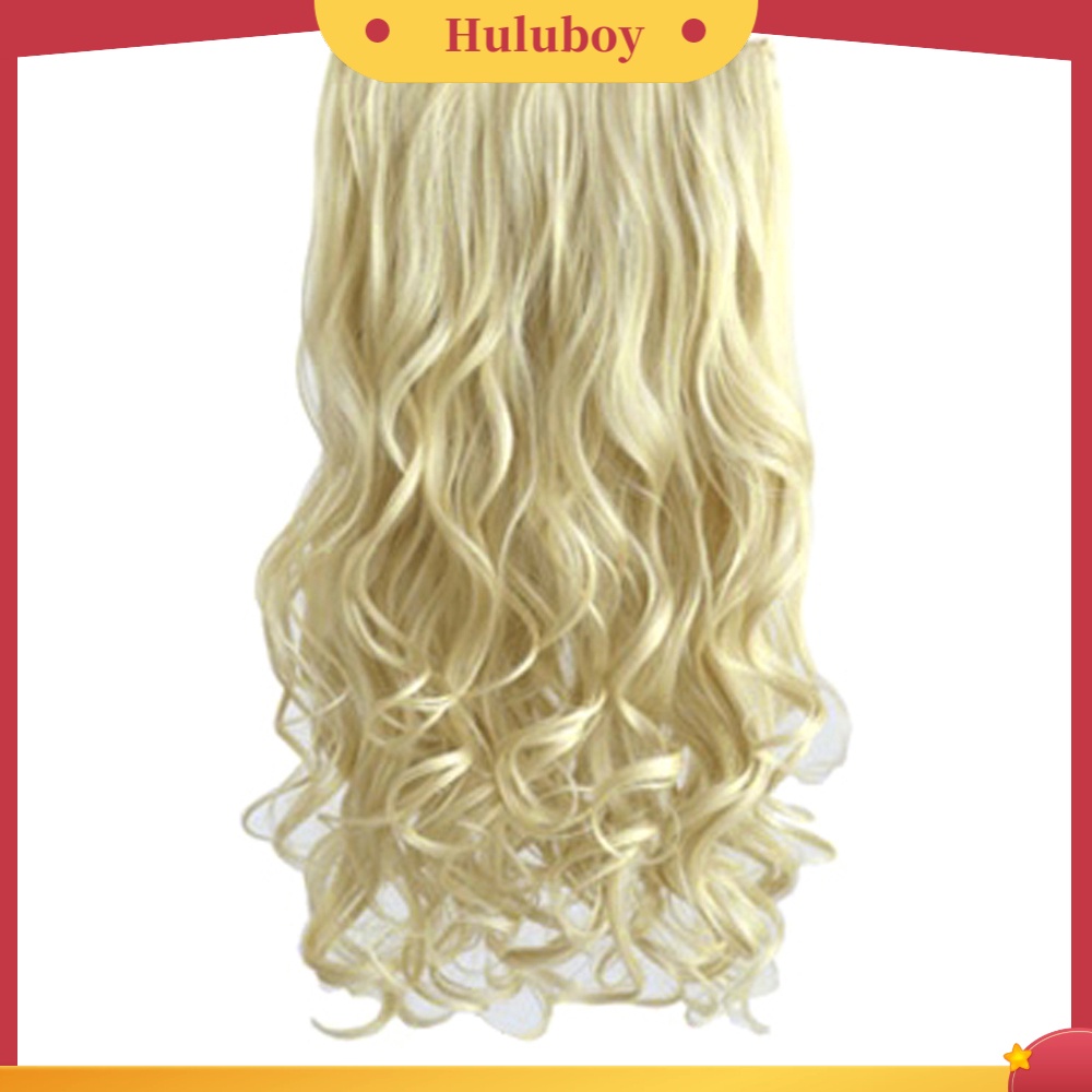 Wig Rambut Extension Model Keriting Gelombang Bahan Sintetis Untuk Wanita