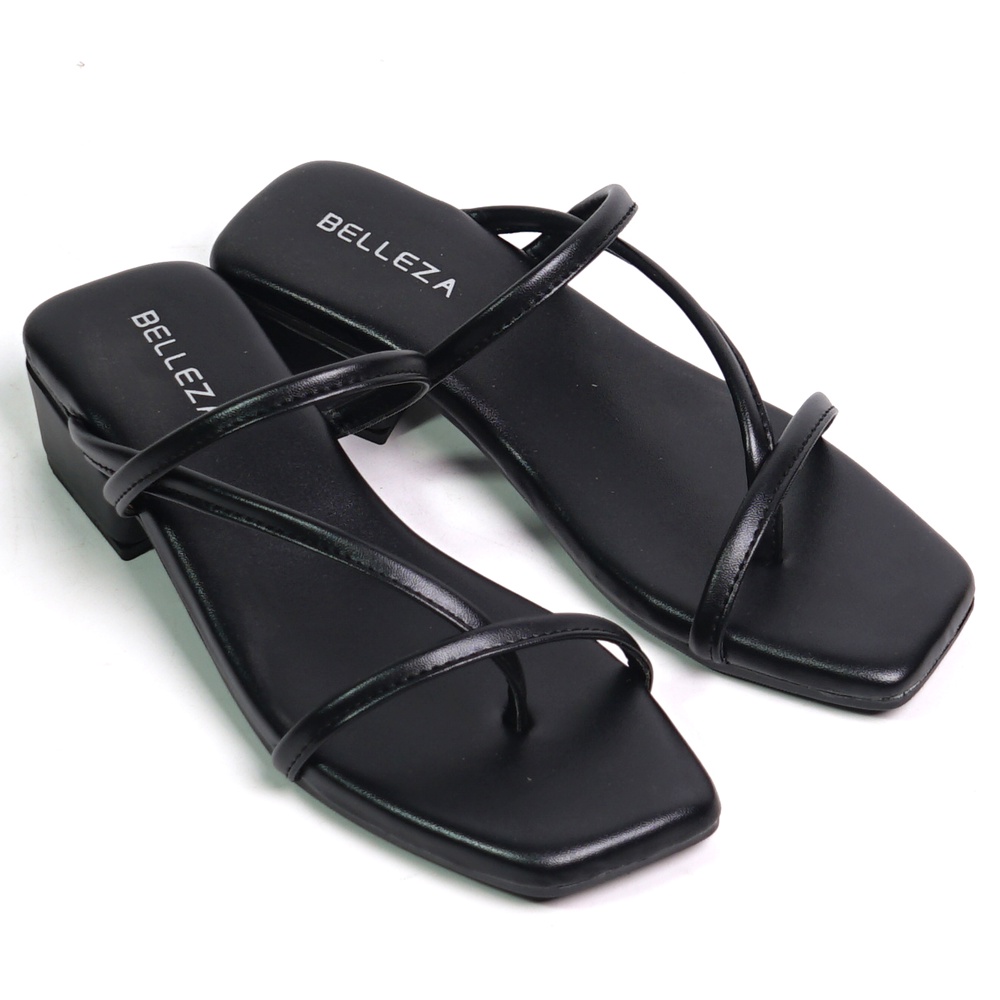 Belleza Shoes Mall Sandal Heels Wanita RAIA Black Sendal Heel Cewek Terbaru Murah Kekinian