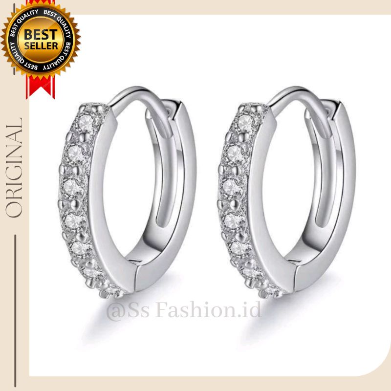 Anting Jepit Mata baris Silver Terbaru
