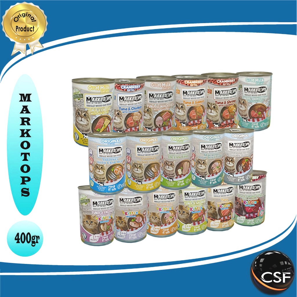 Markotops Kaleng 400gr Makanan Kucing with Goat Milk 1DUS ( GRAB GOSEND )