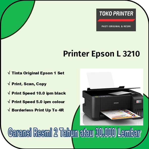 Printer Epson Ecotank L3210 L 3210 A4 Print Scan Copy - Tinta Original