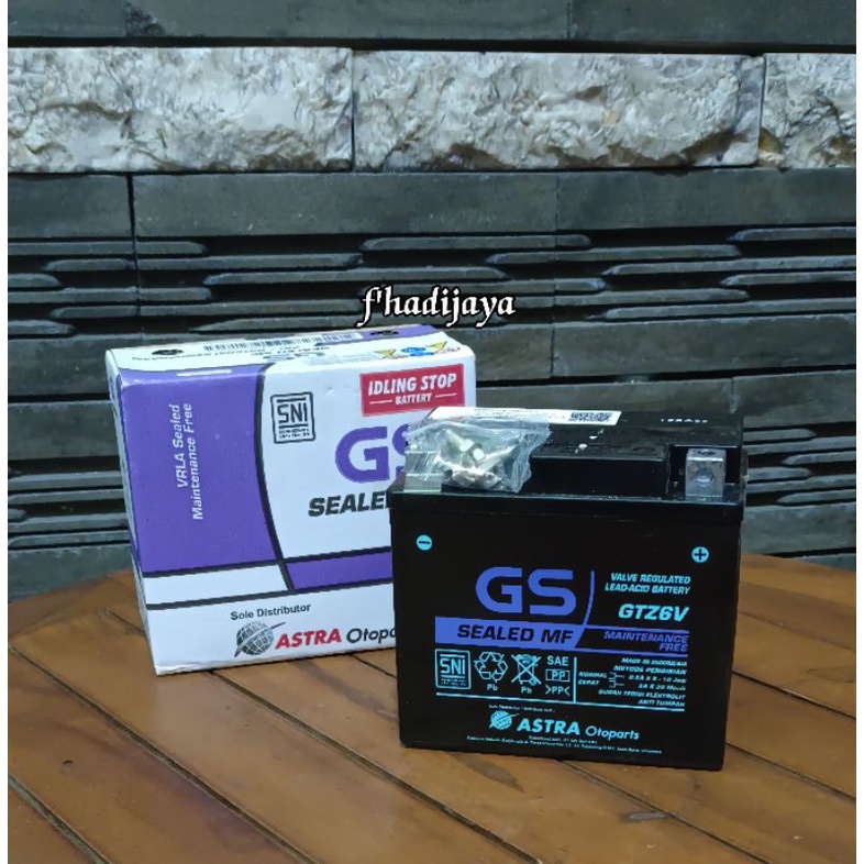 Aki Accu Kering Motor Gs Astra Otoparts GTZ6V 5Ah 12V Maintenance free original PCX Beat Scoopy iss  Vario 125 CBR Sonic 150