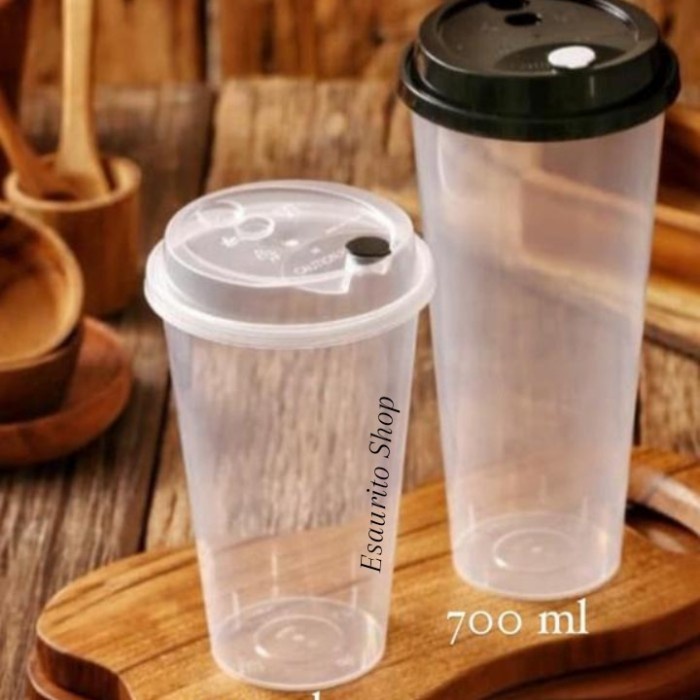 Peralatan Minum Gelas Plastik Boba / Cup Pp Injection 700Ml 24 Oz ( Cup+Lid+Stropper )