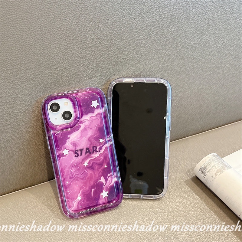 Case Kompatibel Untuk iPhone XR 11 Pro MAX 7Plus 8Plus 14 13 12 Pro MAX 6 6S 7 8 Plus X XS MAX Shockproof Fashion Marble Gradient Starry Sky Star Airbag Lembut TPU Penutup Belakang Anti Jatuh