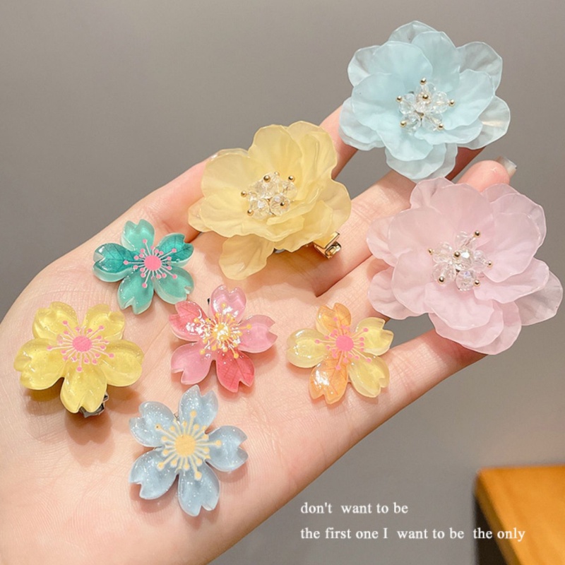 Set 5pcs Korea Lucu Cherry Blossom Kecil Jepit Rambut Dikepang Rambut Sisi Bunga Hairpin Hiasan Kepala