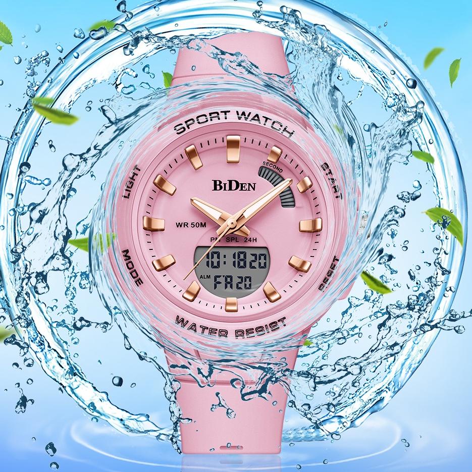 Terjangkau  BIDEN Jam Tangan Wanita Santai Olahraga Korea Style Digital Tahan Air Tali Silikon Jam T
