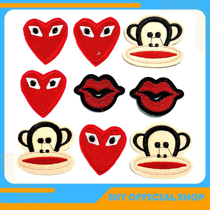 Iron Patch Emblem Bordir Komputer Logo Play Lips Monkey