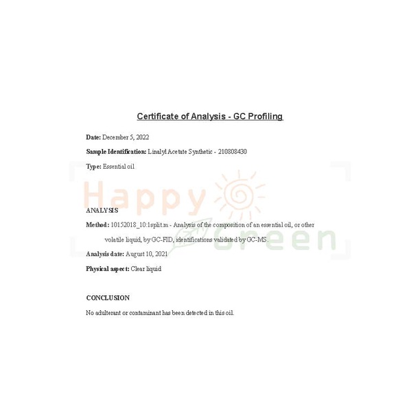 Happy Green Linalyl Acetate - Linalyl Acetate Bergamol Cosmetic Grade