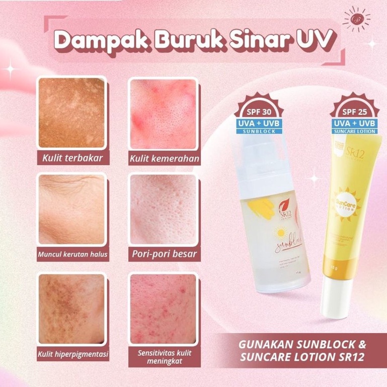 SUNBLOCK WAJAH SR12 SPF 30++ Tabir Surya Lotion Cream SPF Pelindung Sinar UV Sunscreen Aftersun