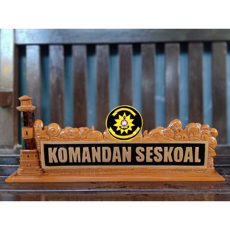 Papan Nama / Papan Nama Komandan / Papan Nama Kayu Ukir / hiasan Meja Kerja / kayu jati