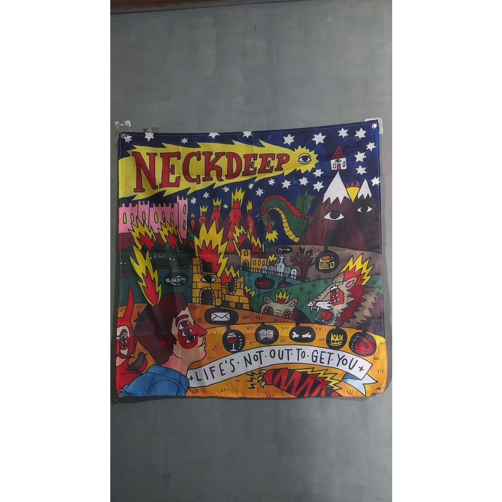 Bendera/Flag/Poster Kain/Miniflag Band Neck Deep Life's Not Out To Get You