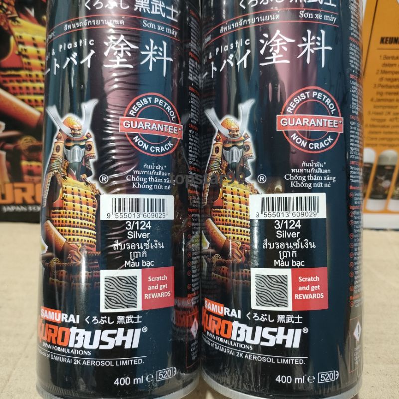 Pilok Pilox Cat Samurai Silver 124 400ml Cat Semprot Samurai Paint Kurobushi Pylok Aerosol