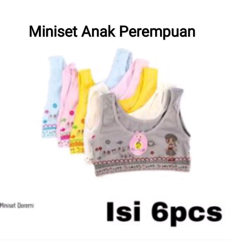 6 pcs Miniset Anak Remaja Mini set Bra Perempuan 1 / 2 lusin Kaos Dalam SD SMP ABG