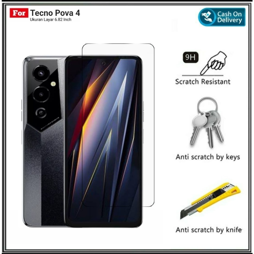 Riyanali_Shop Tempered Glass Clear Tecno Pova 4 / Pova 4 Pro Anti Gores Layar HP