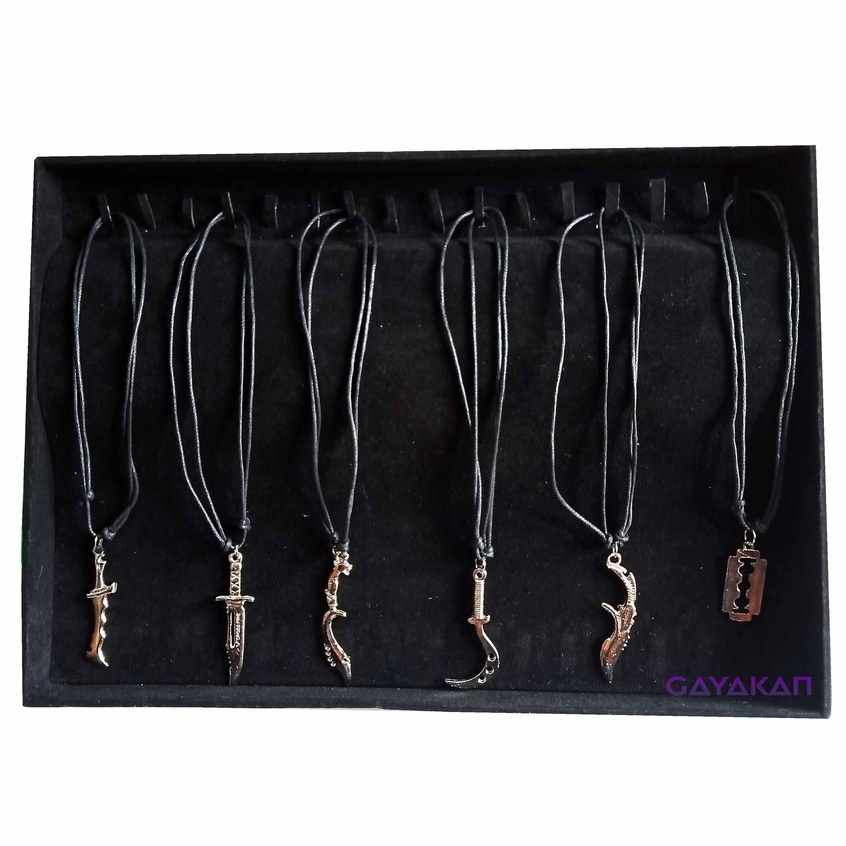 1 Lusin (12 Pcs) Kalung Etnik Dewasa Tali Hitam Seri Aneka Bandul Logam