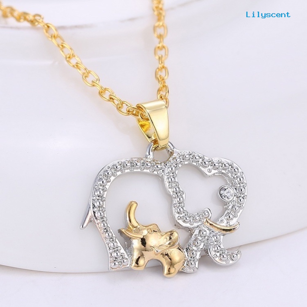 [LS] Hadiah Hari Ibu Hadiah Kreatif Lucu Hewan Gajah Ganda Liontin Kalung Perhiasan